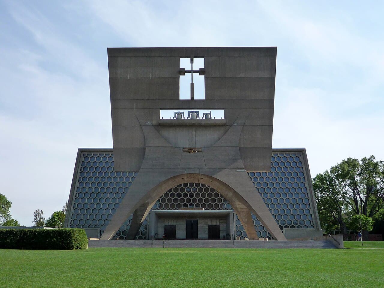 Saint John\u2019s Abbey Church bell banner in Collegeville, Minnesota